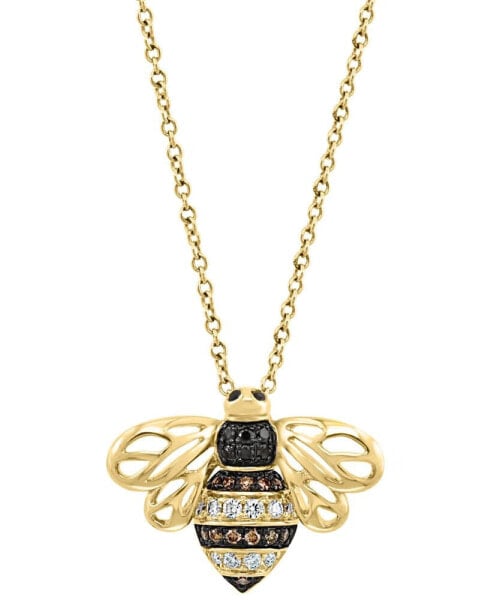 EFFY Collection eFFY® Multicolor Diamond Bee 18" Pendant Necklace (1/5 ct. t.w.) in 14k Gold