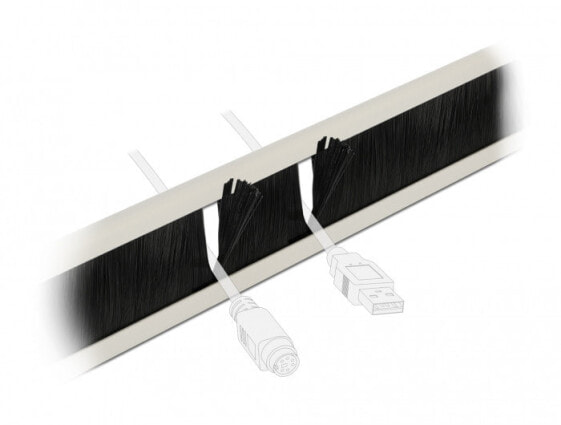 Delock 66581 - Cable management panel - Black - Grey - Metal - Nylon - 1U - 48.3 cm (19") - 44.5 mm