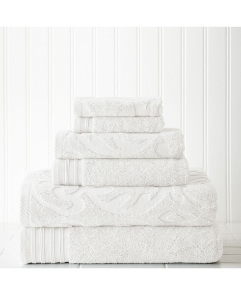 6-Pc. Jacquard/Solid Medallion Swirl Towel Set