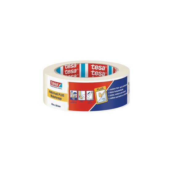 Tesa Malerkreppband 4306 Profi PLUS leicht gekreppt hellbeige Länge 50 m Breite 38 mm, VE: 8 Rolle