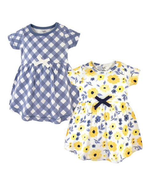 Baby Girls Cotton Short-Sleeve Dresses 2pk, Yellow Garden