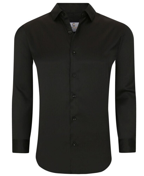 Men's Solid Slim Fit Wrinkle Free Stretch Long Sleeve Button Down Shirt