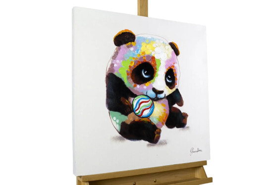 Acrylbild handgemalt Spielender Panda
