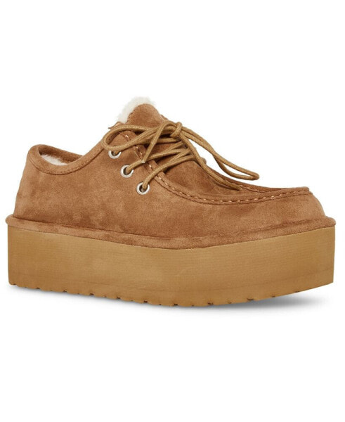 Eager Cozy Lace-Up Platform Moccasin Loafers