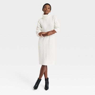 Women's Turtleneck Long Sleeve Cozy Sweater Dress - A New Day