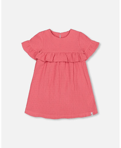 Baby Girl Muslin Dress With Frill Cherry - Infant