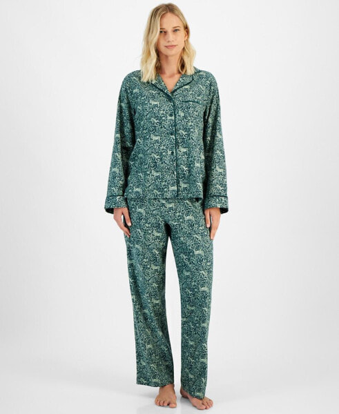 Women's Cotton Woods-Print Pajama Set, Created for Macy's