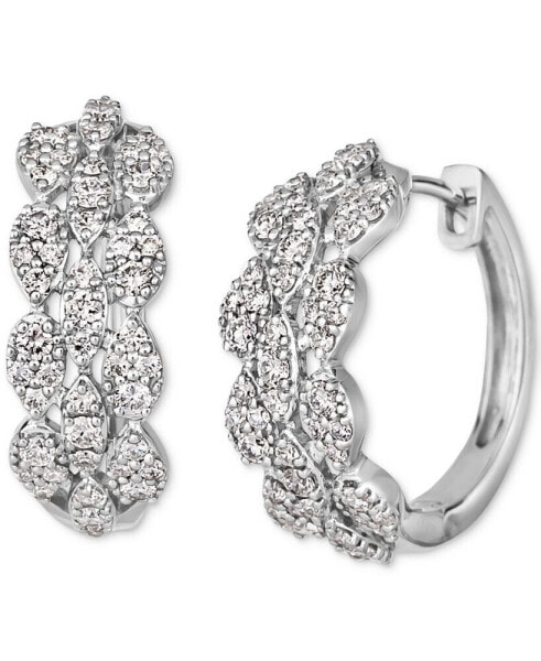 Vanilla Diamond Small Huggie Hoop Earrings (5/8 ct. t.w.) in Platinum, 0.66"