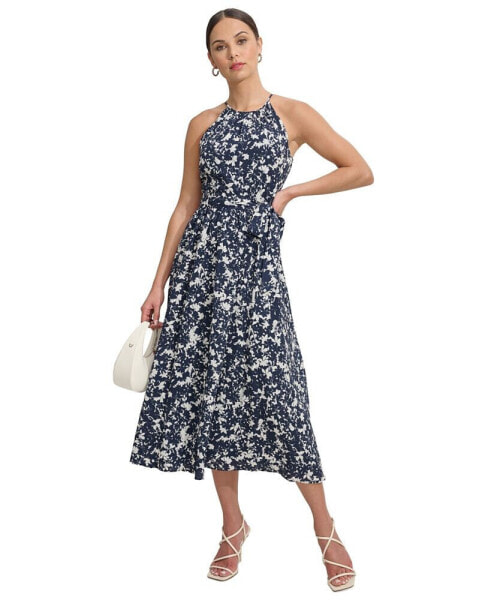 Women's Floral-Print Halter-Neck Midi Dress