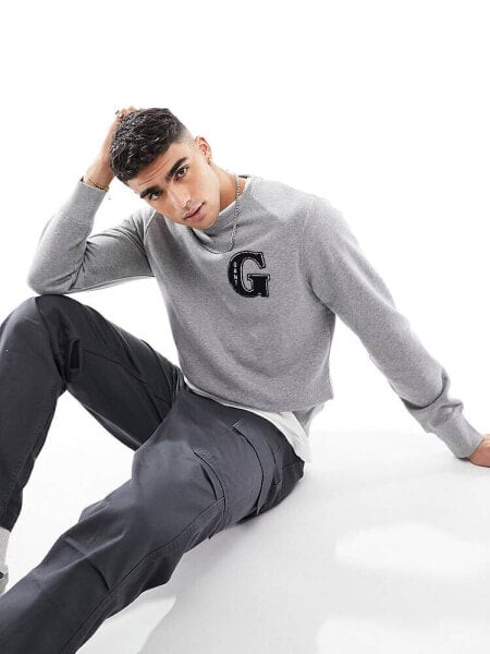 GANT applique G logo sweatshirt in grey marl