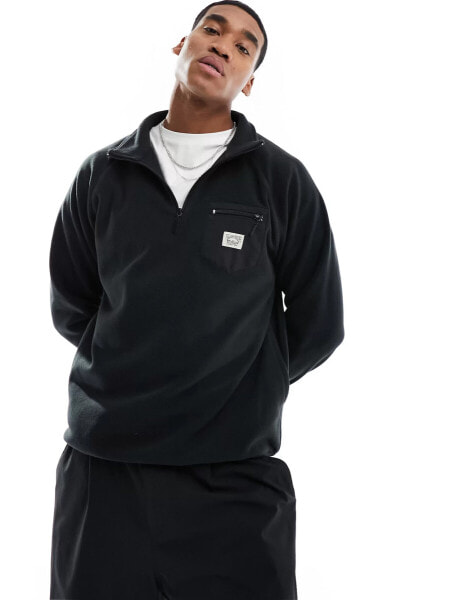 Cotton On quarter zip sweatshirt with Yellow Stone pocket detail in black