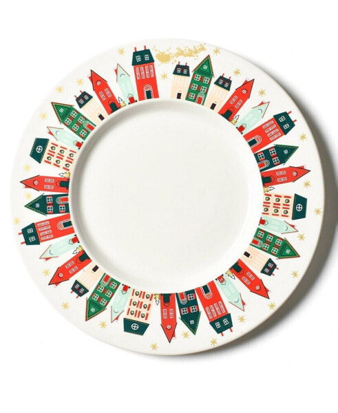 Flying Santa Rimmed Dinner Plate 4 Piece Set, Service for 4