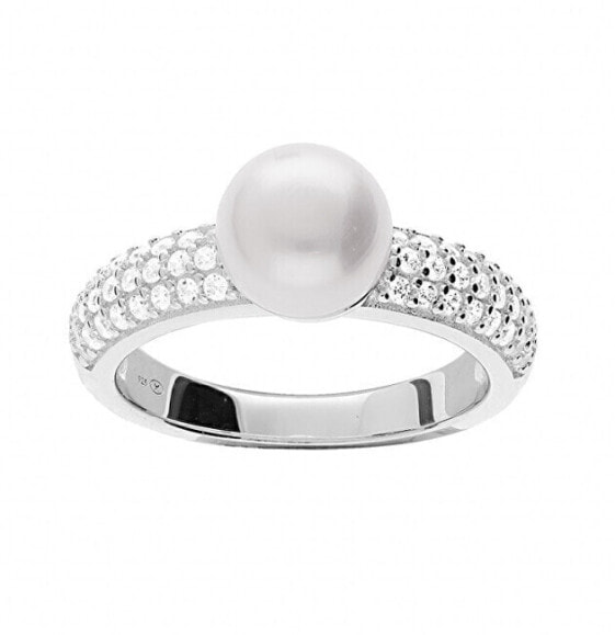 Unique silver ring with genuine pearl SR06005A