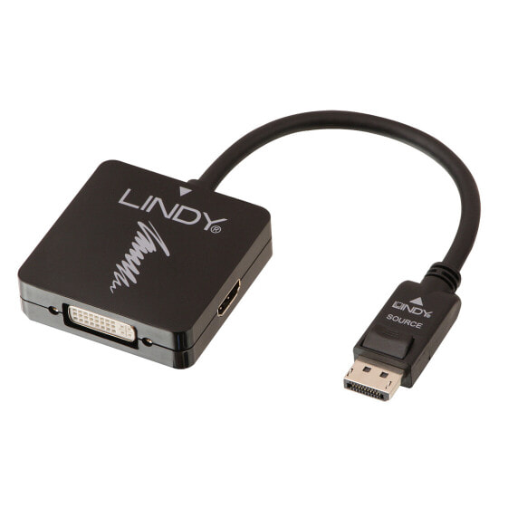 Lindy DispalyPort 1.2 to HDMI 4K30/DVI/VGA Adapter - DisplayPort - DVI-D + VGA (D-Sub) + HDMI - Male - Female - 3840 x 2160 pixels - Black
