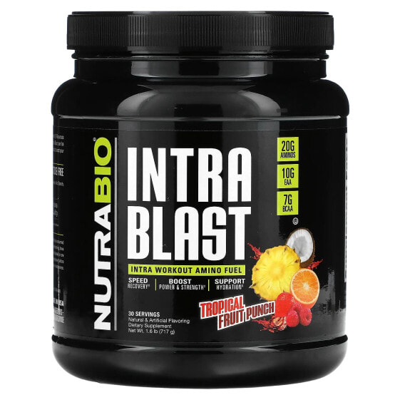 NutraBio, Intra Blast, заряд аминокислот во время тренировки, пунш из тропических фруктов, 717 г (1,6 фунта)