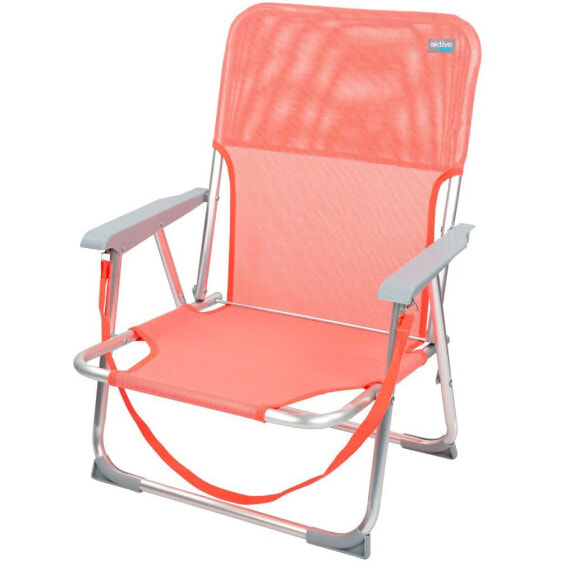 Пляжное складное кресло AKTIVE Beach Low Aluminum 55x35x72 см, коралловое
