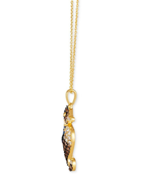 Ombré® Multi-Gemstone (1/4 ct. t.w.) & Chocolate Ombré Diamond (1/2 ct. t.w.) Seahorse Pendant Necklace in 14k Gold, 18" + 2" extender