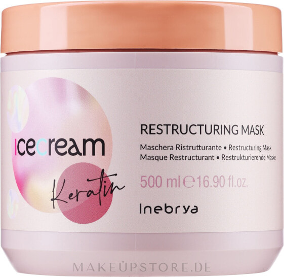 Regenerierende Haarmaske mit Keratin - Inebrya Ice Cream Keratin Restructuring Mask 500 ml