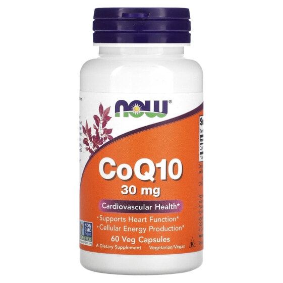 БАД NOW Коэнзим Q10, 30 мг, 60 Вегетарианских Капсул