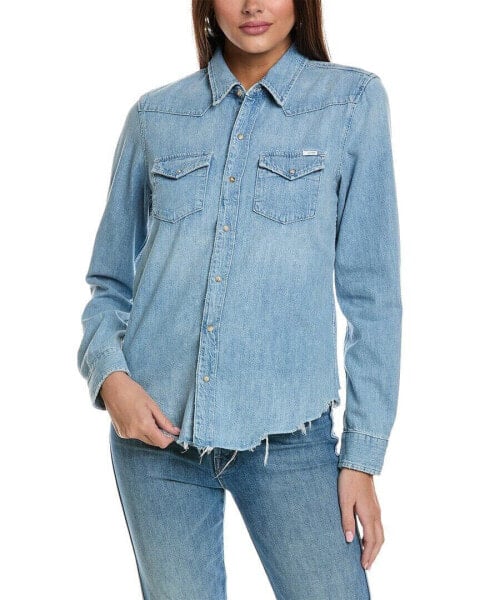 Mother Denim All My Exes Shirt Women's Blue Xs