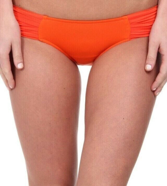 Seafolly Orange Goddess Pleated Hipster Pant Solid Bikini Bottom Swimwear Size 8