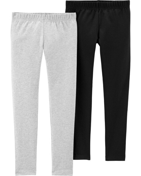 Kid 2-Pack Heather Gray & Black Leggings 4