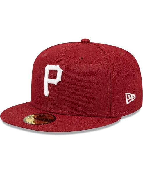 Men's Cardinal Pittsburgh Pirates Logo White 59FIFTY Fitted Hat