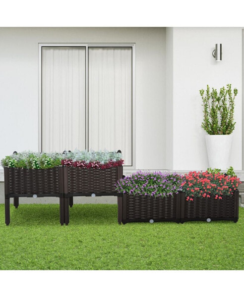 4-piece Raised Flower Bed Vegetable Herb Planter Lightweight