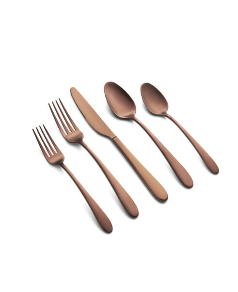 Poet Copper Satin 20 Piece 18/10 Stainless Steel Flatware Set, Service for 4