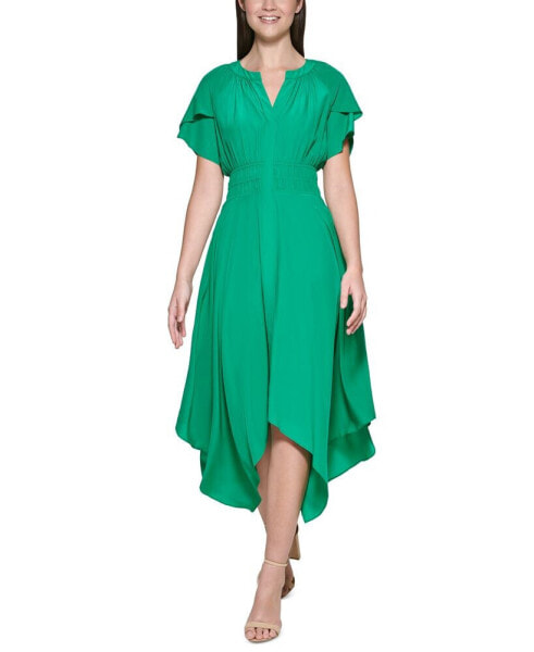 Handkerchief-Hem Midi Dress