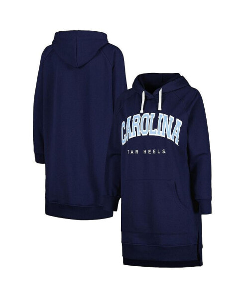 Women's Navy North Carolina Tar Heels Take a Knee Raglan Hooded Sweatshirt Dress