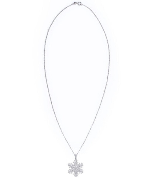 Macy's cubic Zirconia Snowflake Pendant Necklace in Silver Plate