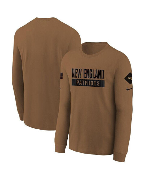 Big Boys Brown New England Patriots 2023 Salute to Service Long Sleeve T-shirt