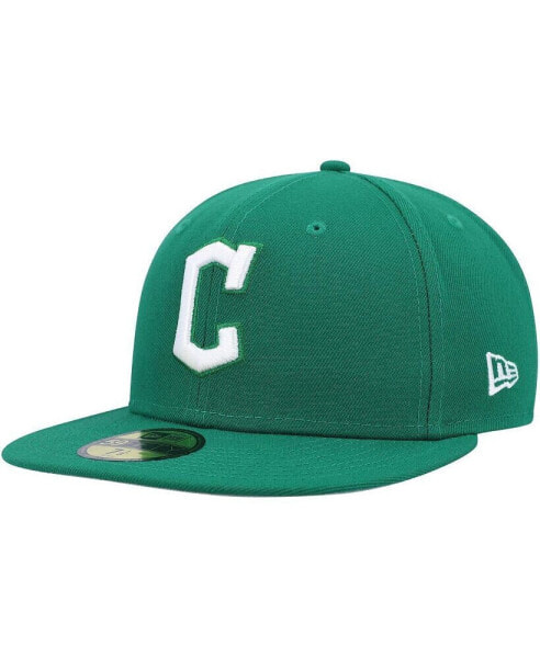 Men's Kelly Green Cleveland Guardians Logo White 59FIFTY Fitted Hat