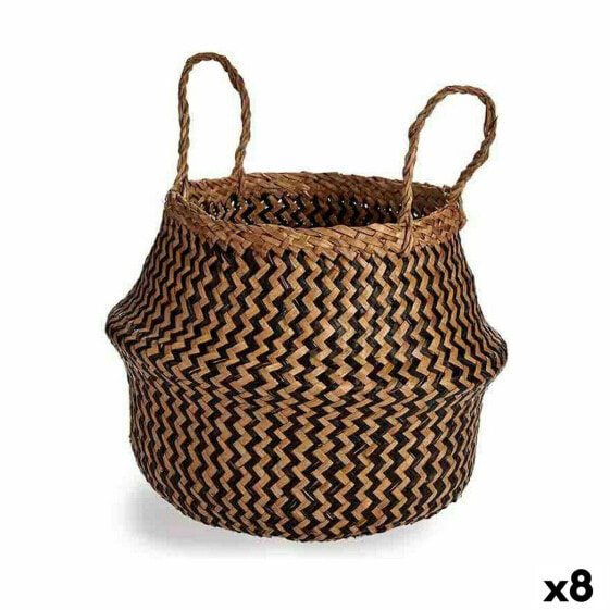 Decorative basket Black Natural Rushes 8 L 31 x 38 x 31 cm (8 Units)