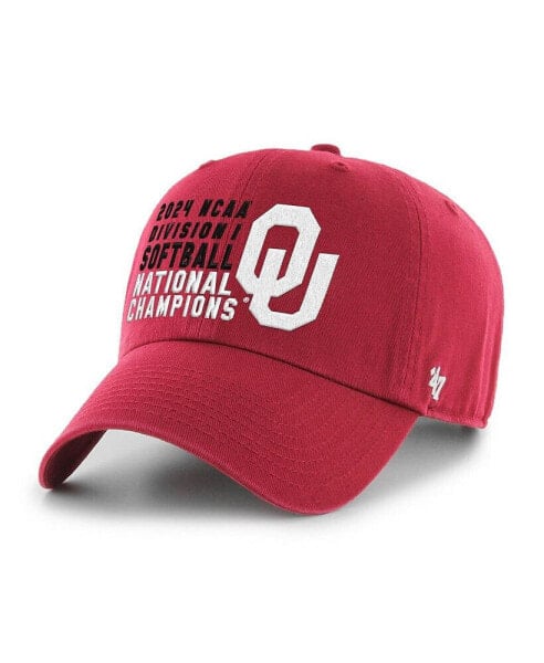 Men's and Women's Crimson Oklahoma Sooners 2024 NCAA Softball Women's College World Series Champions Clean Up Adjustable Hat