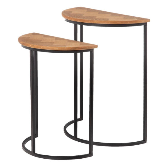 Журнальный столик BB Home Вспомогательный стол Чёрный Коричневый Металл DMF 62,5 x 62,5 x 73 cm 62,5 x 31 x 73 cm (2 штук)