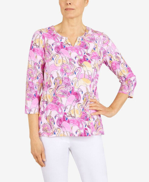 Women's Flamingo Split Neck Top