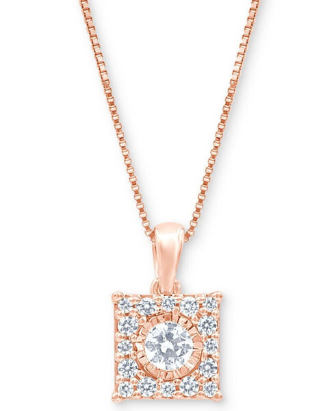 Macy's diamond Square Halo 18" Pendant Necklace (1/3 ct. t.w.) in 14k White, Yellow or Rose Gold