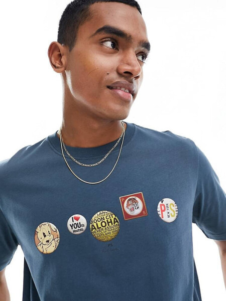 Paul Smith t-shirt with logo badges in blue