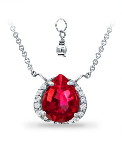 Lab Grown Ruby and Cubic Zirconia Accent Necklace