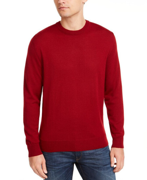 Men's Solid Crew Neck Merino Wool Blend Sweater, Created for Macy's