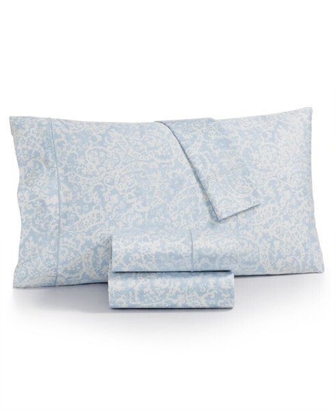Sleep Luxe Printed 800 Thread Count Cotton 4-Pc. Sheet Set, Full, Created for Macy's