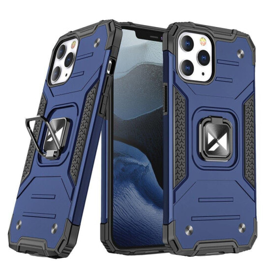 Водонепроницаемый чехол для iPhone 14 Pro Max с магнитным креплением и кольцом Ring Armor синий от Wozinsky