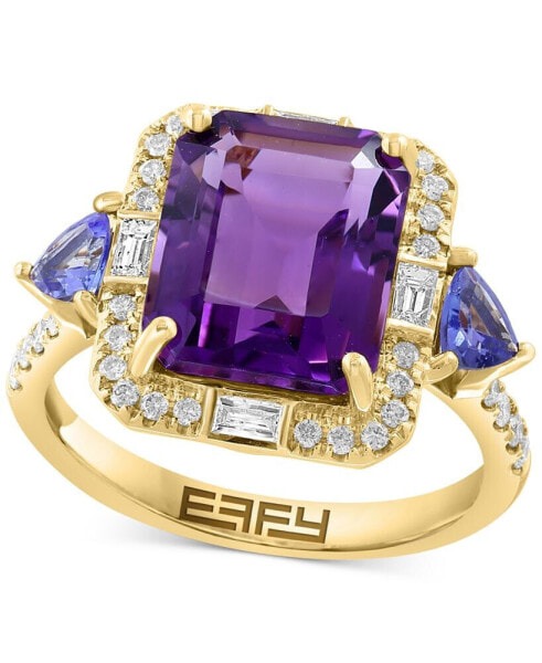 EFFY® Amethyst (3-7/8 ct. t.w.), Tanzanite (1/2 ct. t.w.) & Diamond (3/8 ct. t.w.) Statement Ring in 14k Gold