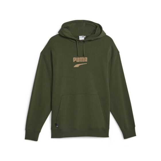 Puma Downtown Logo Pullover Hoodie Mens Green Casual Outerwear 62128031