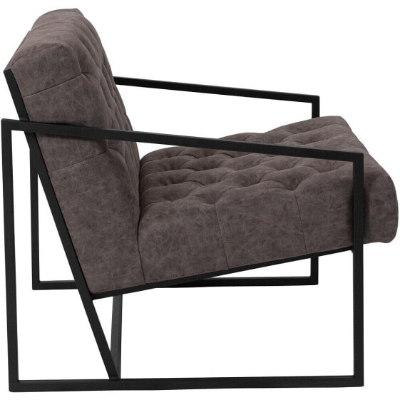 Hercules Madison Series Retro Gray Leather Tufted Lounge Chair