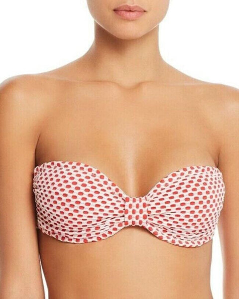 Shoshanna 267267 Women Red/White Knot Front Bandeau Bikini Top Size C