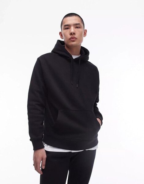 Topman slim fit hoodie in black