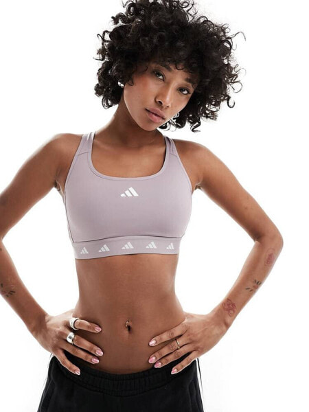 adidas Training PWR mid-support sports bra in lilac